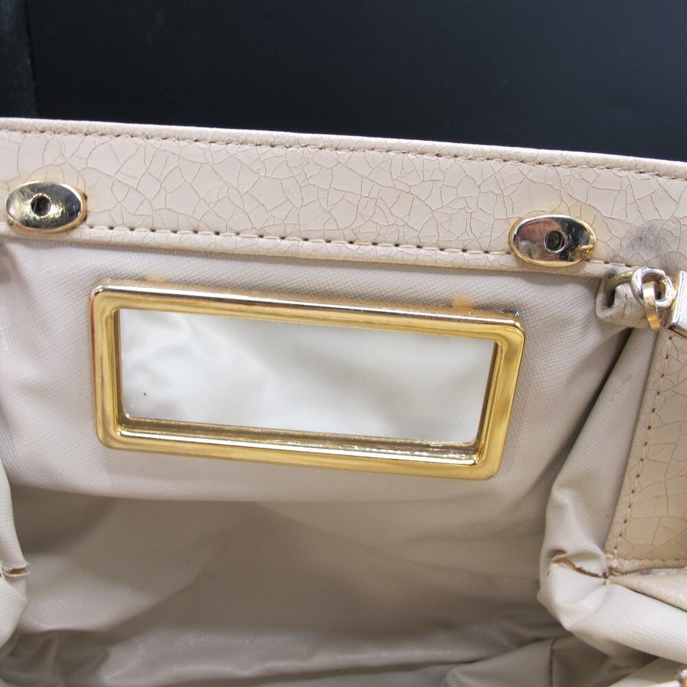 Vintage beige leather purse with embroidered flowers - Picture 10 of 12